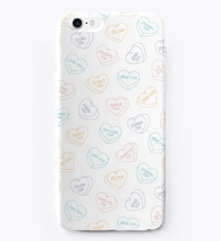 Candy Hearts (Outline) - iPhone Case